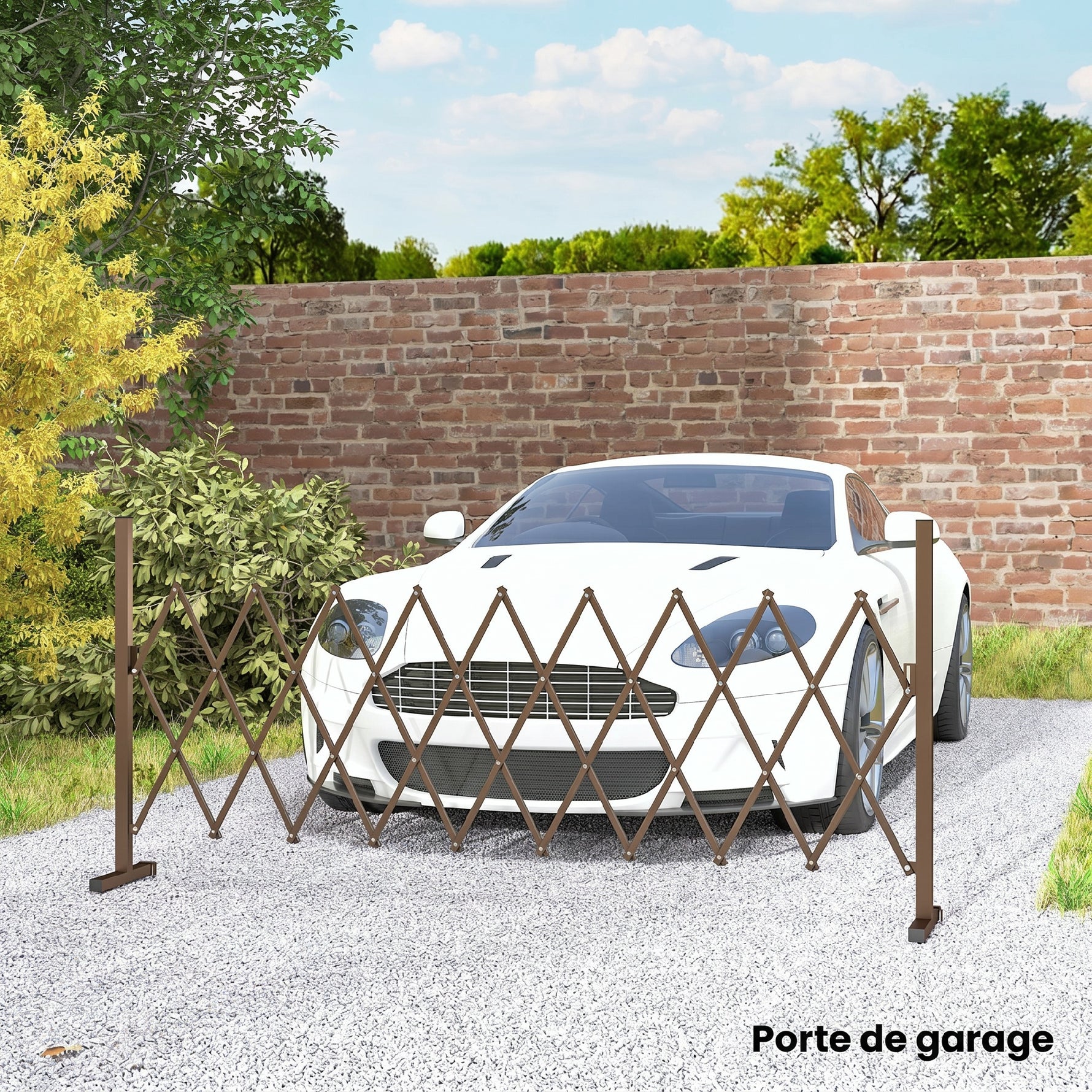 Barrière Extensible rétractable barrière de sécurité 250L x 31l x 104H cm alu métal Chocolat