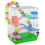Cage pour hamster et gerbille à 5 étages, habitat sécurisé en grillage métallique avec tunnels, roue, maison et échelles, 46 x 30 x 58 cm, vert