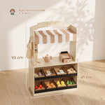 Holz-Rollenspielset für Kinder, Kasse, Spiellebensmittel, Kreidetafel und 61 Zubehörteile, für 3 bis 8 Jahre