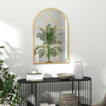 Miroir mural en métal cadre doré en forme de voûtée – 91 x 60 cm – décoration pour entrée ,chambre à coucher, salon