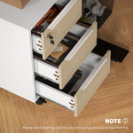Cassettiera da ufficio con ruote a 3 cassetti e serratura, mobile contenitore da ufficio su ruote, 40 x 40 x 63,5 cm, rovere