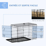 Cage caisse de transport pliante pour chien en métal noir 92 x 57 x 62,5 cm