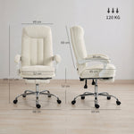 Chaise Bureau Ergonomique, Fauteuil de Bureau Inclinable en Chenille, Hauteur Réglable, Repose-Pieds, Crème