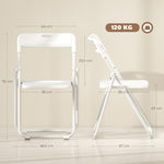 Lot de 6 chaises pliantes portables en plastique et acier, dossier incurvé, assise concave, 48,5 x 47 x 75 cm, blanc