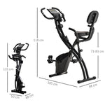 Vélo d'Appartement Pliable 4-en-1 - Ergomètre Magnétique Silencieux avec Cordes de Résistance - Sport Maison et Cardio-training avec Roulettes, Selle Confort et LCD (Max 120kg), Noir