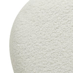 Poggiapiedi da soggiorno, sgabello ottomano rotondo imbottito in tessuto Teddy, per camera da letto, ingresso, Ø 40 x 45 cm, bianco