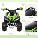 Toddler Quad Ride-on 18-36 Months dim. 67L x 38W x 44H cm Light and Sound Effects Green Black
