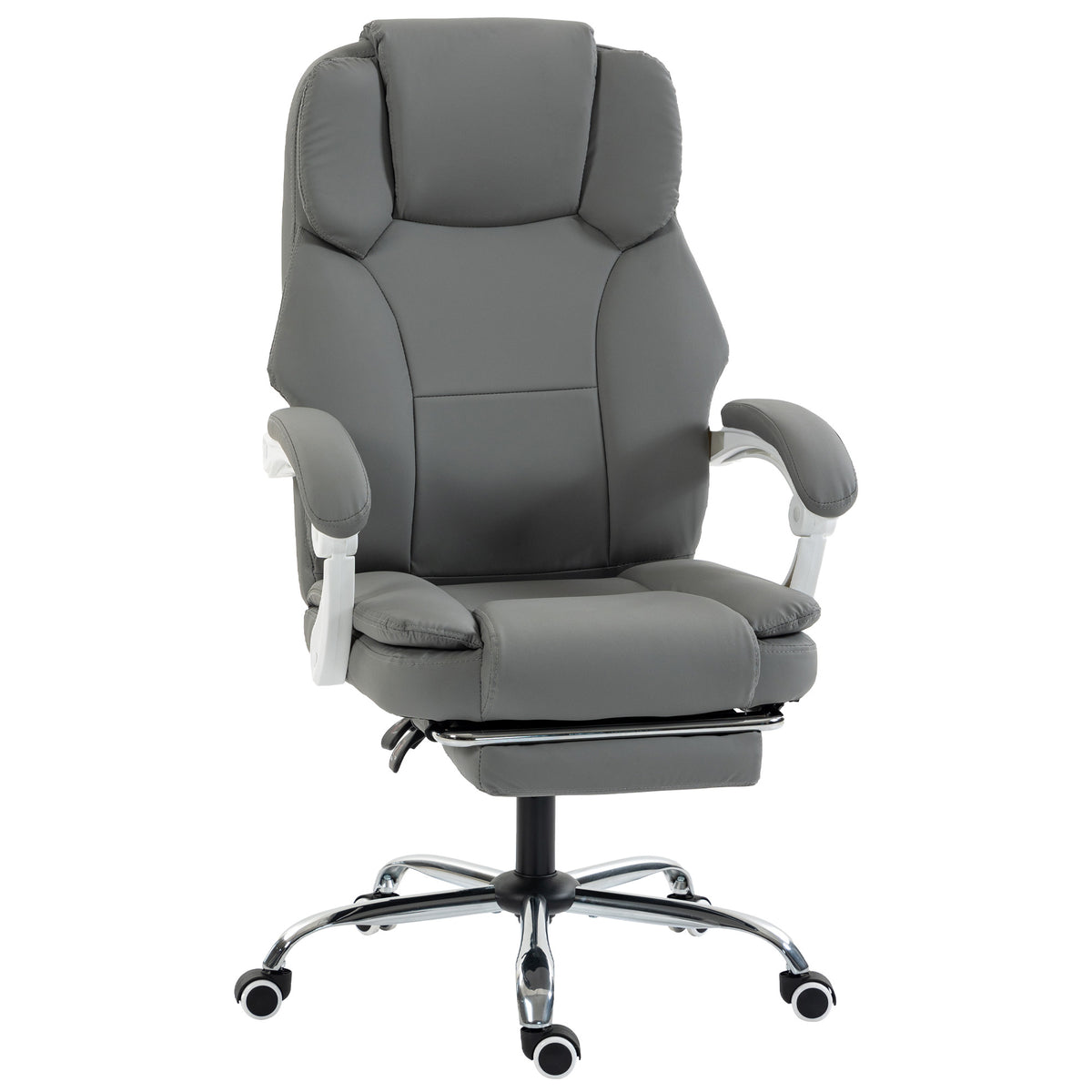 Chaise Bureau Ergonomique, Fauteuil de Bureau Inclinable en Cuir Synthétique Adapté aux Animaux, Hauteur Réglable, Gris