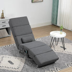 Fauteuil relax salon fauteuil de massage et chauffage meridienne avec télécommande et oreiller, tissu effet lin, gris