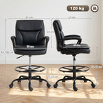 Chaise bureau ergonomique, chaise de dessin réglable en hauteur, repose-pieds réglable, 61 x 61 x 108 cm, noir