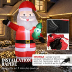 Père Noël Gonflable de 243 cm avec Lumières LED, Matériel Fixation et Souffleur, Intérieur et Extérieur, Rouge