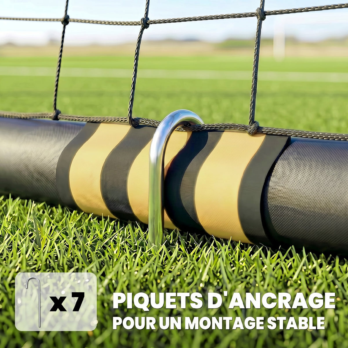 But de Football pour Enfant et Adulte 3 x 2 m, Envoloppé Mousse de Protection, 7 Piquets de Sol, Filet en PE, Jaune