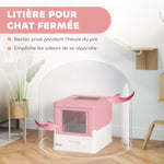 Lettiera per gatti pieghevole con doppia porta a battente e apertura superiore, paletta inclusa, 47,5 x 35,5 x 36,7 cm, rosa