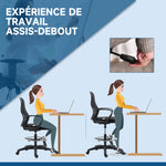 Lot de 2 fauteuils de bureau chaise de bureau assise haute réglable pivotant 360° maille respirante noir