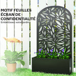 Jardinière avec treillis, bac à fleurs en métal, à fixer au mur ou au sol, 61x23x113cm, noir
