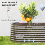 Carré potager de jardin potager surélevé, résistant à la rouille en acier galvanisé 160 x 80 x 56 cm argent
