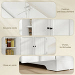 Buffet cuisine, meuble de rangement avec tiroir, 3 portes à fermeture douce, racks-porte et étagères réglables, blanc