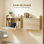 Bureau suspendu table murale table d'ordinateur murale et tablette rabattable avec rangements - 77 x 20 x 51 cm