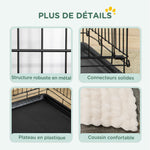 Cage caisse de transport pliante pour chien poignée, plateau amovible, coussin fourni 105 x 70 x 75 cm noir