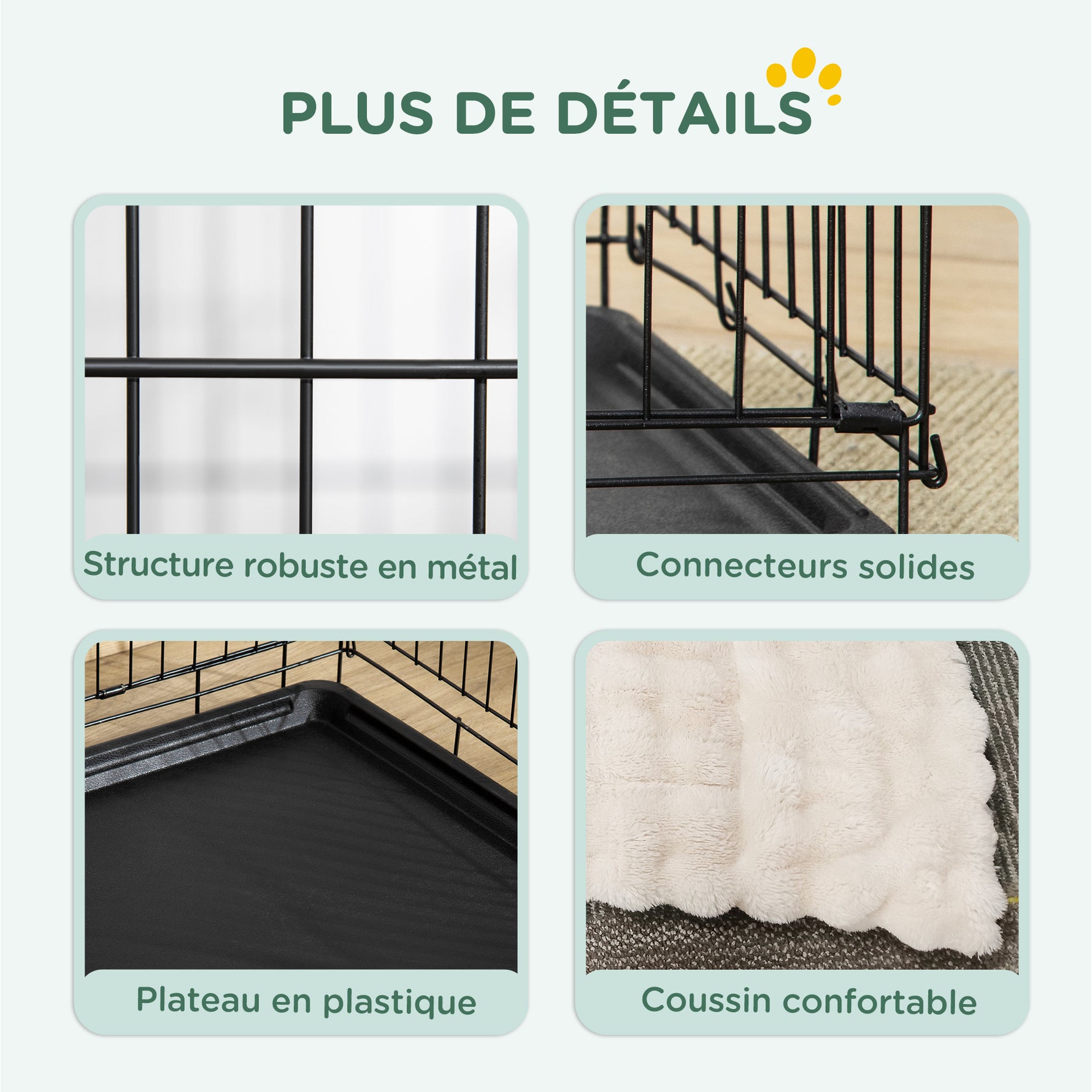 Cage caisse de transport pliante pour chien poignée, plateau amovible, coussin fourni 105 x 70 x 75 cm noir