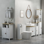 Meuble de salle de bain support papier toilette avec placard et étagères réglables 20 x 20 x 80 cm blanc
