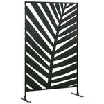 Paravent séparateur de jardin balcon décoratif extérieur à motif végétal en acier 122 x 45 x 198 cm noir