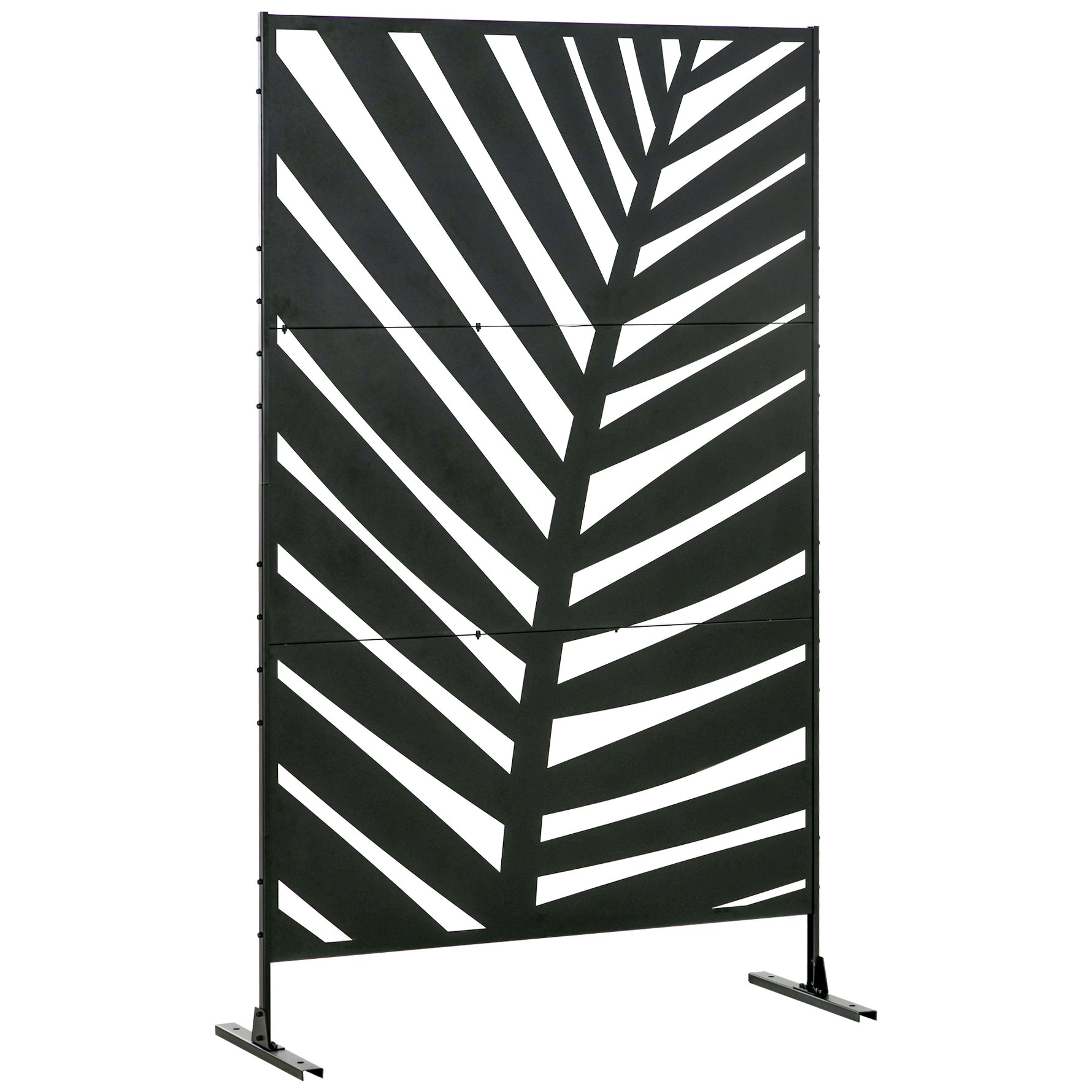Paravent séparateur de jardin balcon décoratif extérieur à motif végétal en acier 122 x 45 x 198 cm noir