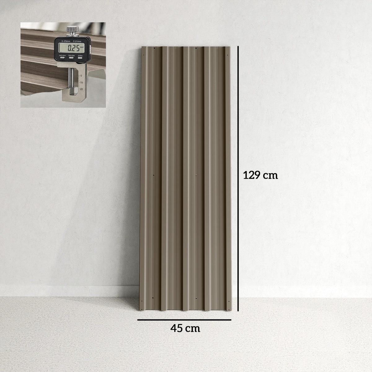 Set di 12 Pannelli in Acciaio Zincato Resistenti alle Intemperie, Marrone, Dim. di un Pannello 129L x 45P cm