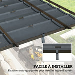 Toile de Toit pour pergola Bâche pour Pergola rétractable de 3 x 3 m, Polyester 180g/m³, Anti-UV 30+, Gris foncé