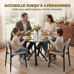Tavolo da pranzo rotondo per 4 persone, Ø 80 x 75 cm, tavolo da cucina, piano in vetro temperato, trasparente