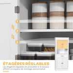 Buffet de cuisine armoire de cuisine multi-rangements 2 placards 2 portes tiroir niche MDF panneaux particules E1 blanc