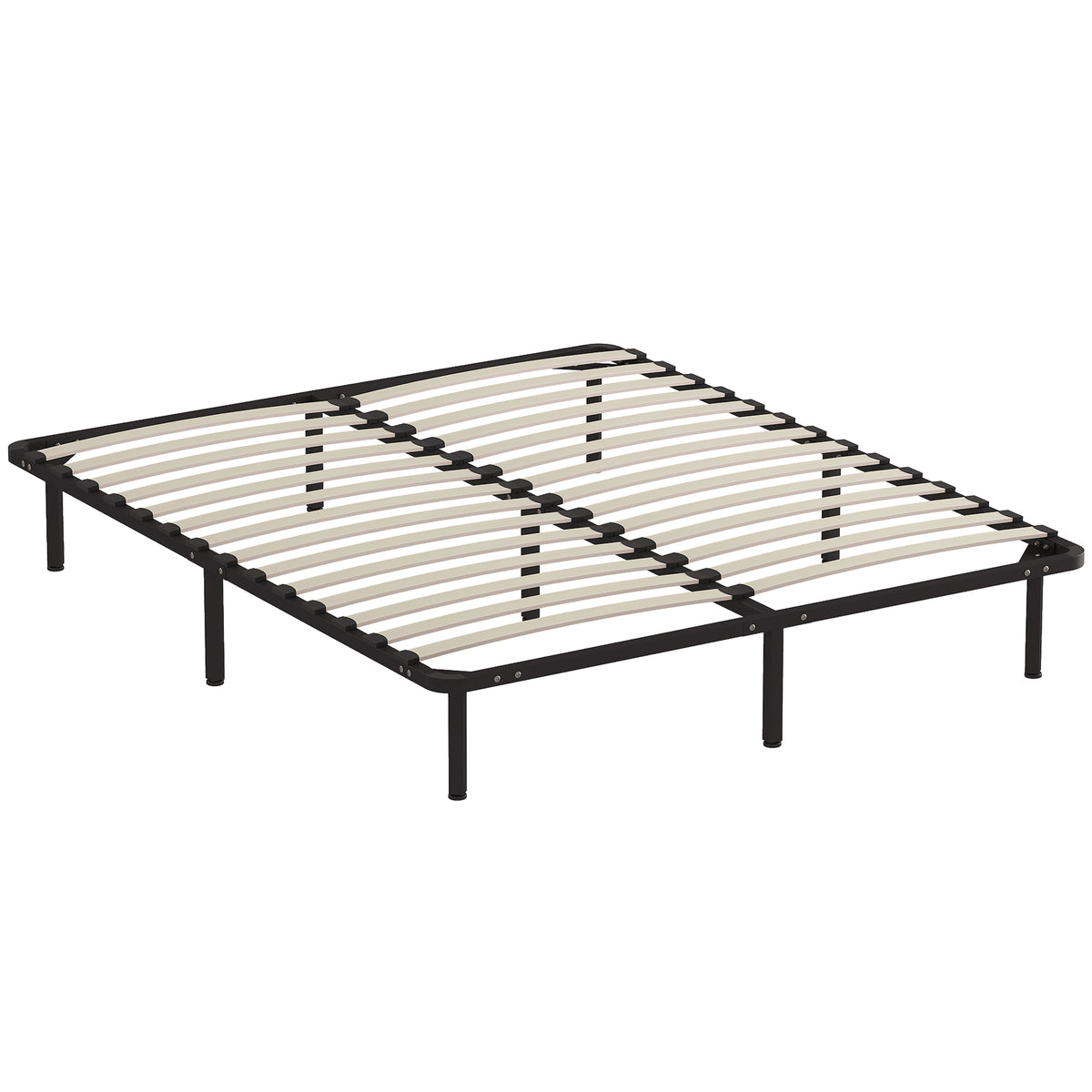 Bettrahmen 160 x 190 cm, Doppelbett aus Massivholz mit Lattenrost und Fußteil, Stauraum darunter, schwarz