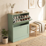 Meuble à Chaussures 12 Paires, Armoire à Chaussures Étroite avec 2 Tiroirs, Étagères Réglables, 60 x 23,5 x 80 cm, Vert