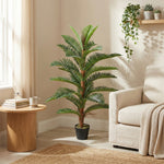 Palmier Artificiel palmier 120 cm avec 24 Feuilles en PEVA, Plante Décorative avec Pot en Plastique, Vert