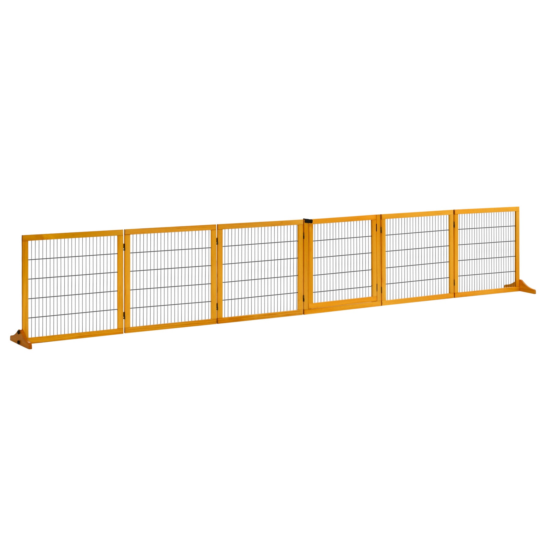 Barrière de sécurité pour chien barrière pliable à 6 panneaux avec pieds amovibles 432 x 36 x 70 cm jaune
