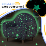 Kinder-Kindersessel, leuchtendes Kindersofa mit Sternenmuster, Samtstoff, für Jungen und Mädchen, Grau