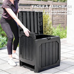 Coffre de rangement exterieur 121L, coffre de jardin avec poignées, conteneur étanche, 56 x 45 x 53 cm, noir