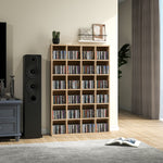 Meuble de rangement multimédia 456 CD/ 336 DVD - bibliothèque en bois avec étagères réglables 89 x 130,5 cm bois naturel