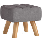 Repose pied salon ottoman siège rembourré en tissu avec pieds en bois 27 x 27 x 26 cm gris