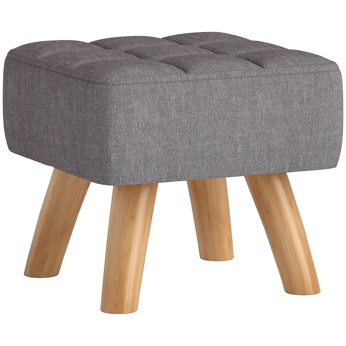 Repose pied salon ottoman siège rembourré en tissu avec pieds en bois 27 x 27 x 26 cm gris