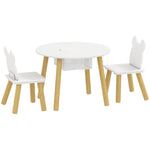 Ensemble 1 table ronde, 2 chaises pour enfant 3 pièces, dossier en forme d'ours, activités, bricolage, repas, 3-6 ans