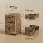 Caisson de Bureau Mobile avec 3 Tiroirs Verrouillables, Caisson de Rangement sur Roulettes, 40 x 40 x 69,5 cm, Marron
