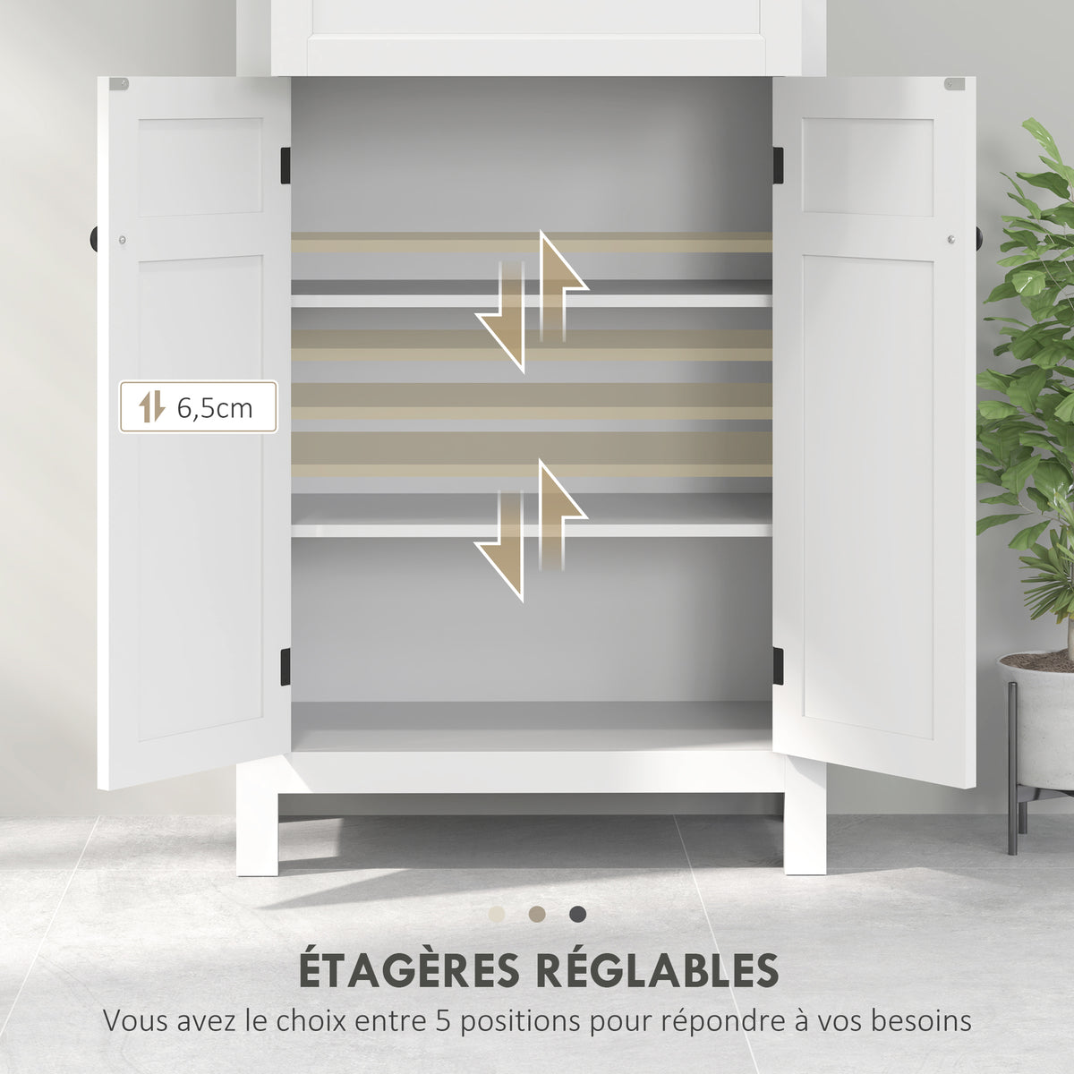 Badezimmerschrank mit Schublade und verstellbaren Einlegeböden, freistehender Aufbewahrungsschrank, Höhe 102,5 cm, Weiß