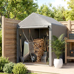 Capanno da giardino impermeabile con 2 scomparti, porta avvolgibile con cerniera, 120x179x165 cm, grigio chiaro