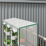 Serre de jardin avec étagères à 3 niveaux serre de balcon 3 portes enroulables zippées 215 x 46 x 151 cm blanc