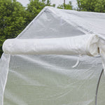 Serre tunnel de jardin 8m², serre de jardin tunnel avec 1 portes et 6 fenêtres, bâche PE 140g/m² 400x200x200cm blanc