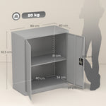 Armoire de Bureau Métallique, 80 x 40 x 92,5 cm, Meuble de Rangement en Acier avec Serrure, Étagère Réglable, Gris