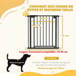 Barrière de sécurité pour chiens et bébés 76 à 81 cm avec extension fixation par pression sans perçage blanc