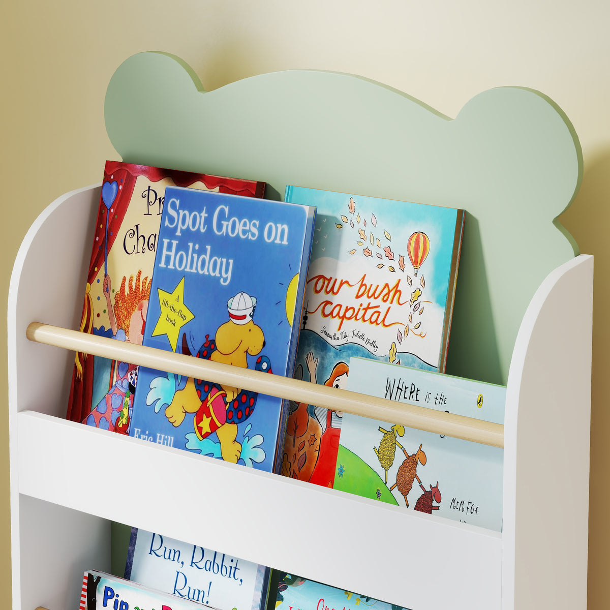 Bibliothèque pour enfant, rangement livre enfant 3 niveaux pour salle de jeux, chambre d'enfant, vert