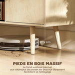 Meuble TV meuble télé pour téléviseur jusqu'à 55 pouces 2 placards et 2 étagères ouvertes 120x34x50cm effet bois naturel